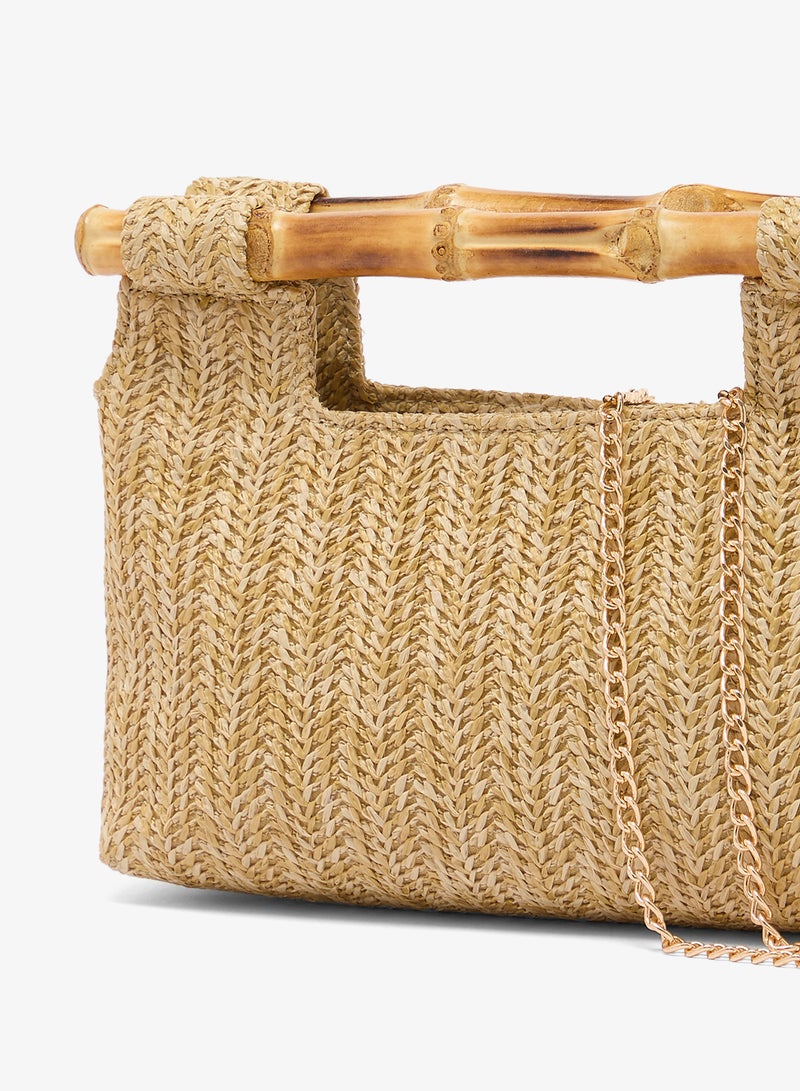 جلاموروس حقيبة يد من الرافيا بمقبض من الخيزران - Image 3